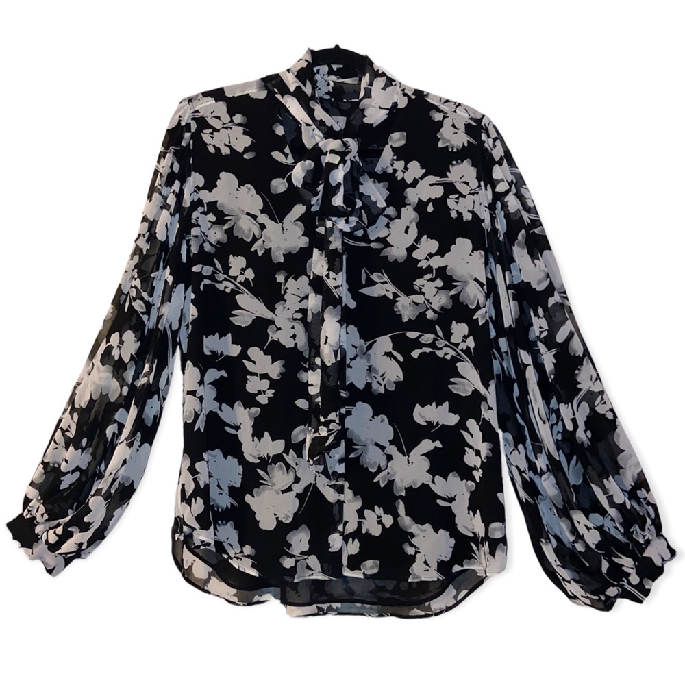 Chico's Black and Silver Floral Blouse